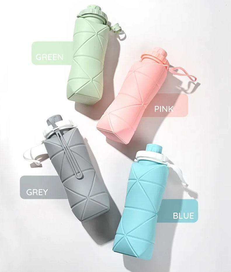 Silicone Folding Bottle | 600ML Silicon Foldable Bottle | Smart Travel Bottle Collapsible Design
